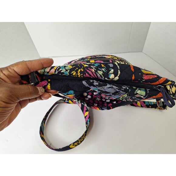 VERA BRADLEY Iconic Triple Zip Hipster Crossbody Purse Handbag Cotton Floral - Picture 7 of 12